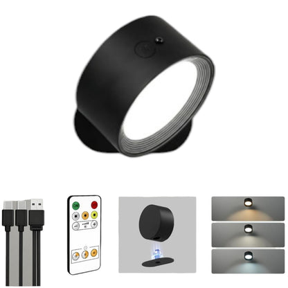 Rechargeable Wall Sconces with Remote, Magnetic Wall Lights, Black, 3 Color Temp