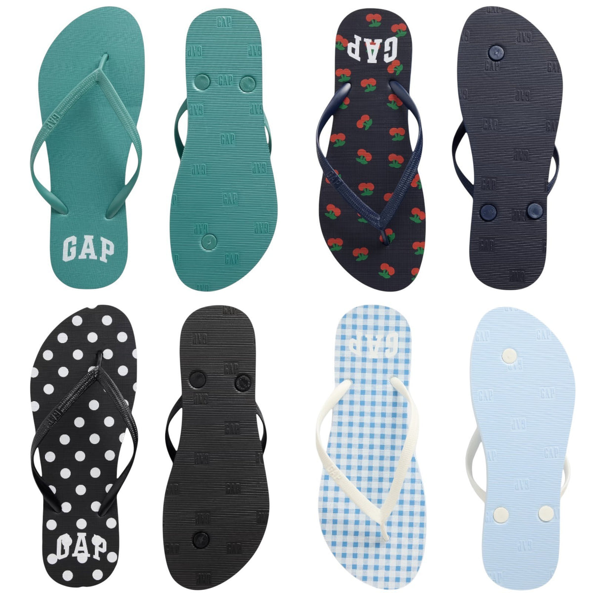 GAP Logo Flip Flops Women’s Size 7, 8 & 9 Sandals, Black, Green, Polka Dots etc