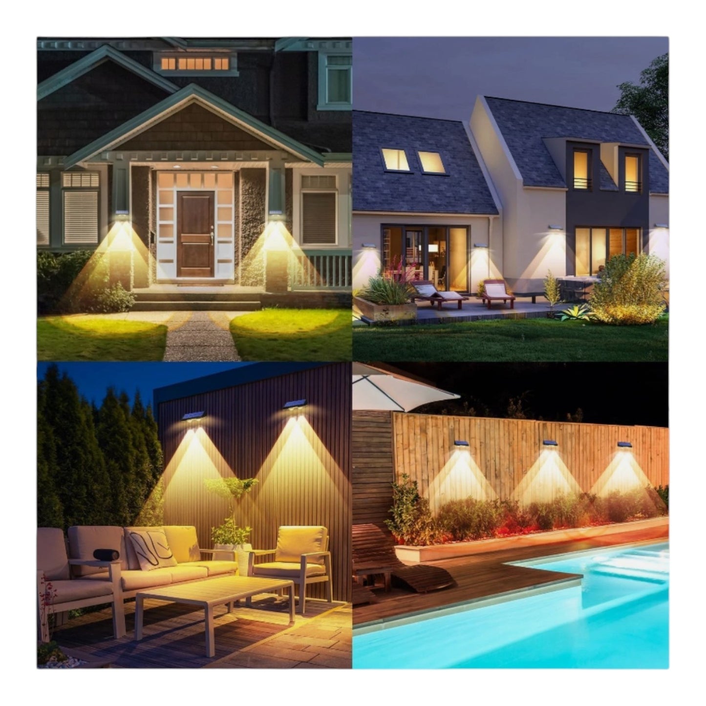 TECKNET Solar Fence Lights Outdoor 12 Pack, 3 Modes 3500K/4500K/6500K, IP66 Wa..