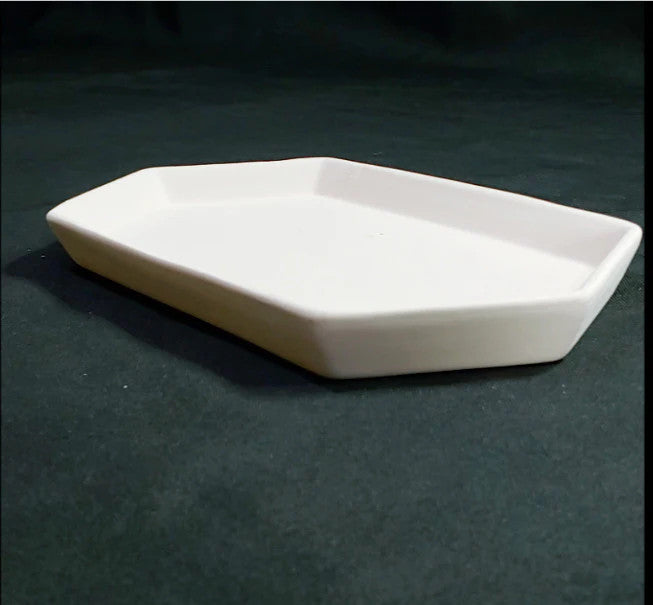Set of 3 Bullseye's Playground White Bisque Ceramic Hexagon Nesting Trays
