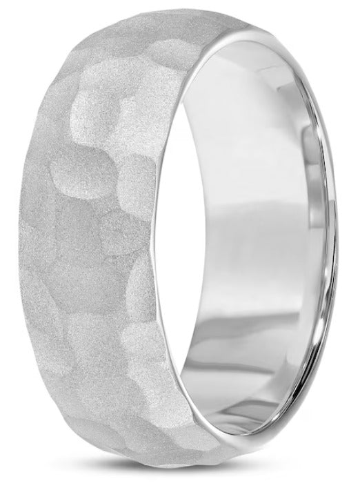 8mm Tungsten Hammered Edge To Edge Band