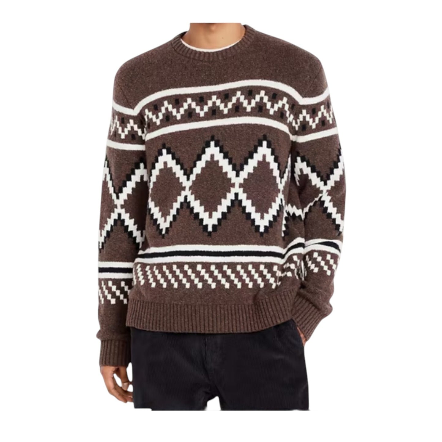 NWT - Old Navy SoSoft Crew-Neck Sweater - Brown Fair Isle