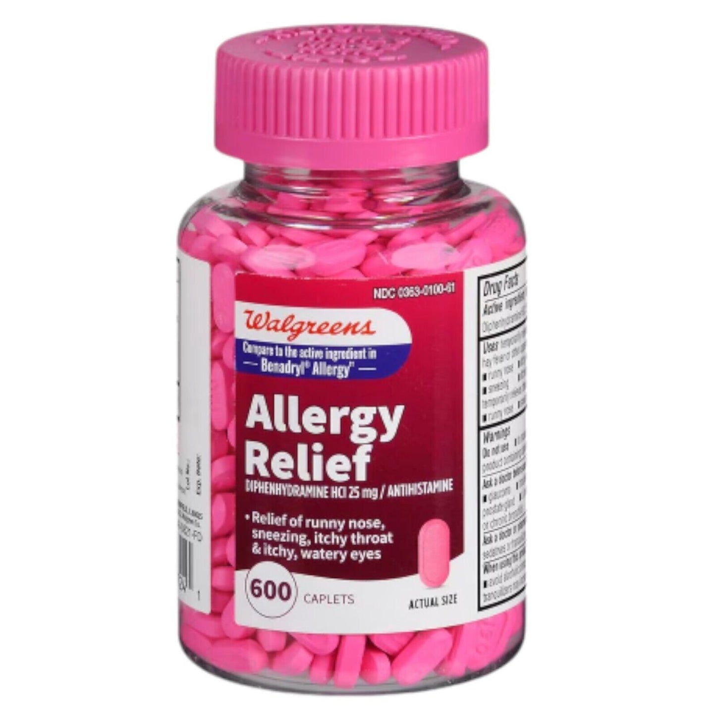 Allergy Relief Capsules, 25 Mg, 600 Count