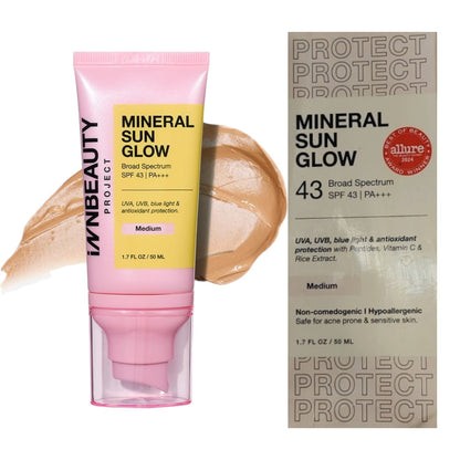 INNBEAUTY Project Mineral Sun Glow SPF 43 PA+++, Medium, 1.7 oz (50 ml) | Tin...