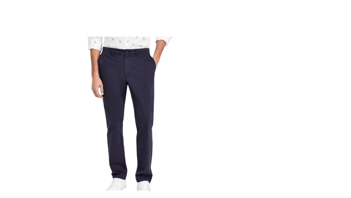 Nautica Men's Classic-Fit Stretch Solid Flat-Front Chino Deck Pants