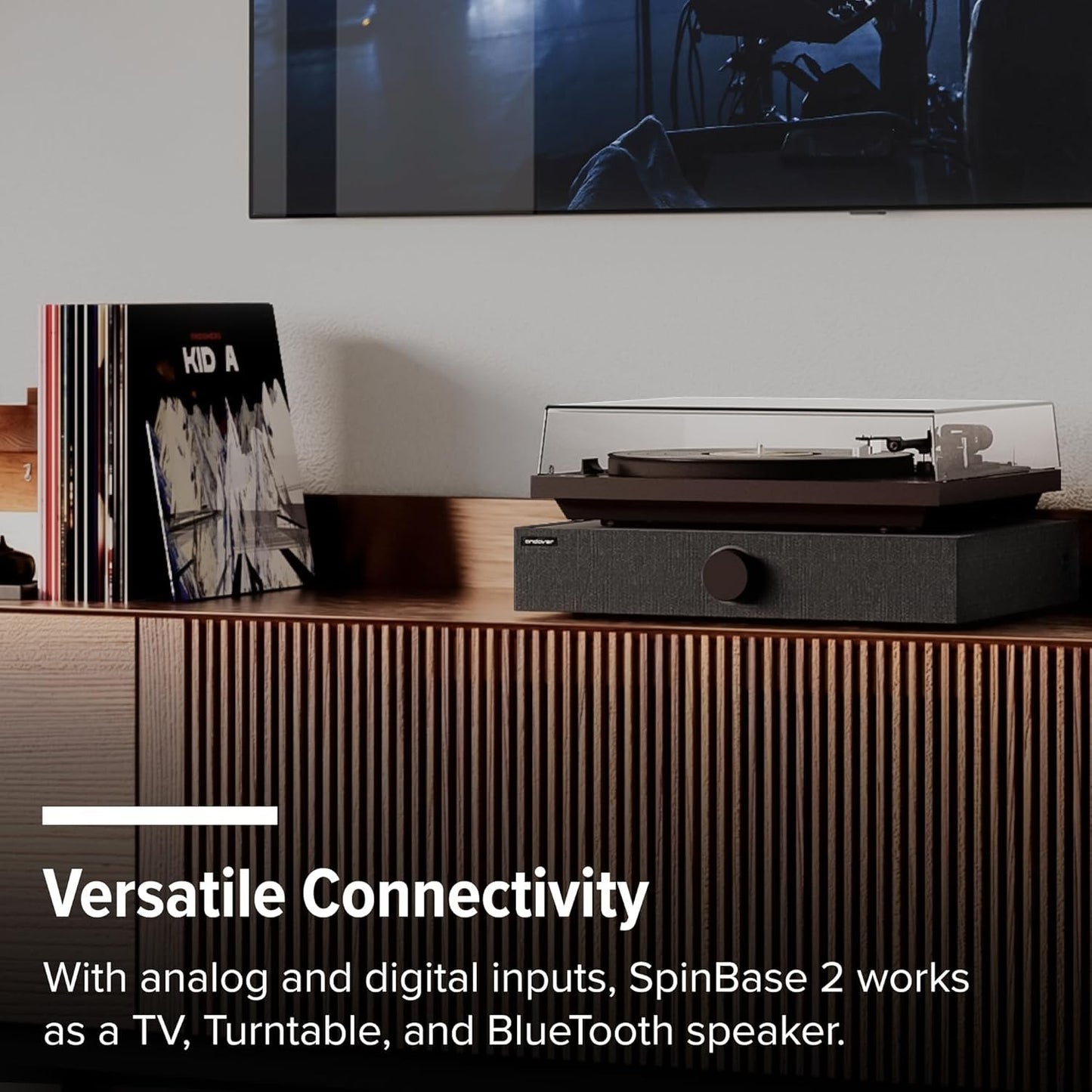 Speaker System Turntable Phono Bluetooth Optical Input Remote Black Andover
