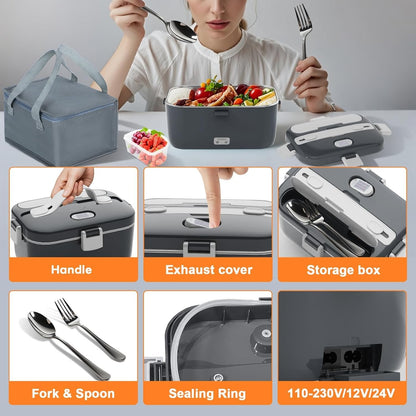 Electric Heated Lunch Box 100W - 3-IN-1 1.8L Fast Self Heating BlueGreen