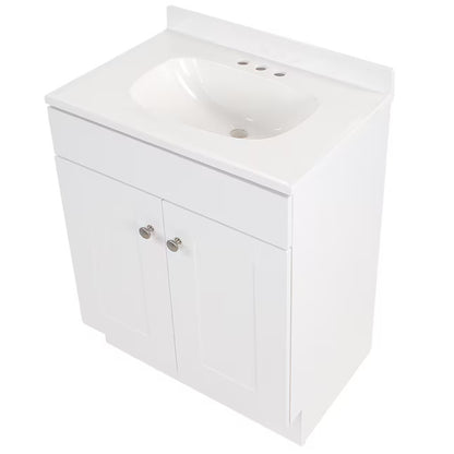 Project Source Dover 24 in White Single Sink Bathroom Vanity with White Top