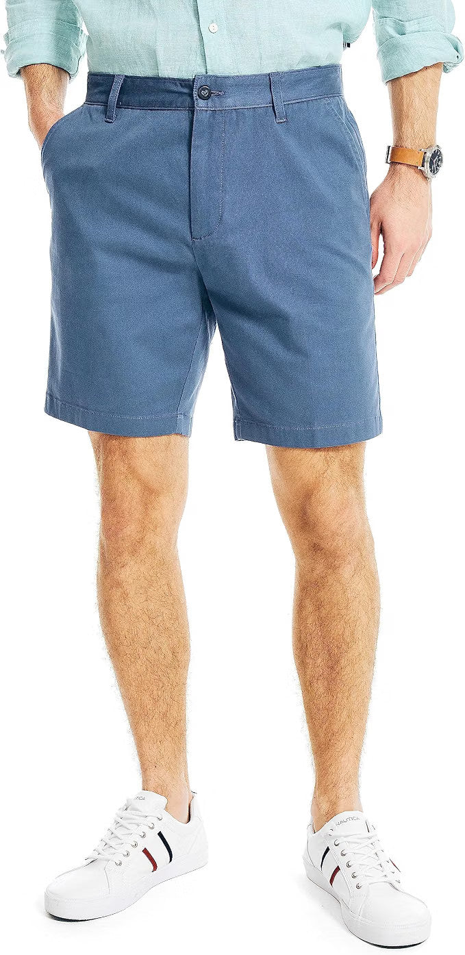 NWT Nautica Mens Classic Clipper Fit Solid 8.5" Stretch Cotton Chino Deck Shorts