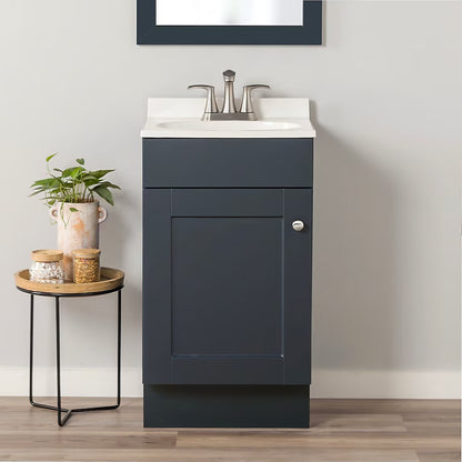 Project Source Dover 18-in Navy Blue Single Sink Bathroom Vanity with White Top