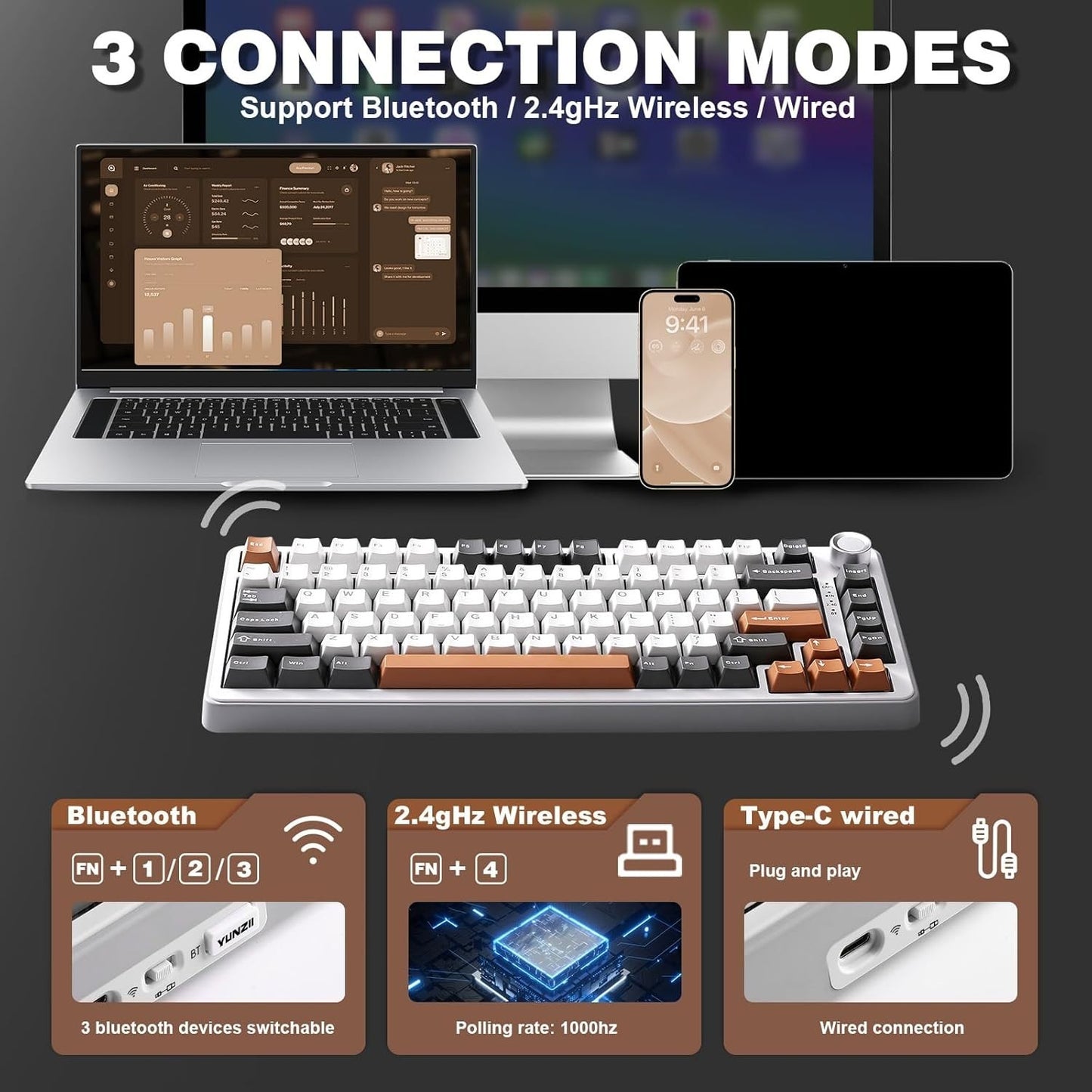 Wireless Yunzii B75 Pro Mechanical Keyboard
