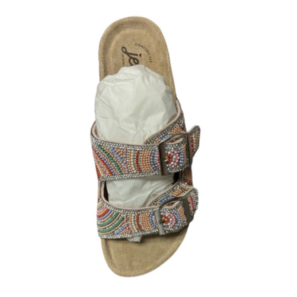 Jellypop Multicolor Beaded Double Buckle Slide Sandal