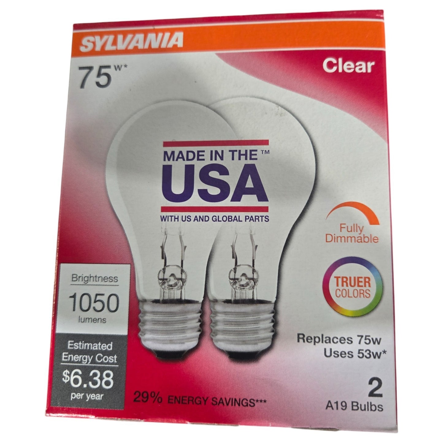 Sylvania Light Bulb (2 pack) | 75 watt - 120 volt - A19 - E26 Base