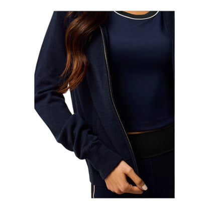 Women's Greyson Koko Full-Zip Hoodie Cashmere-Wool Zip-Up Cardigan, Maltese Blue