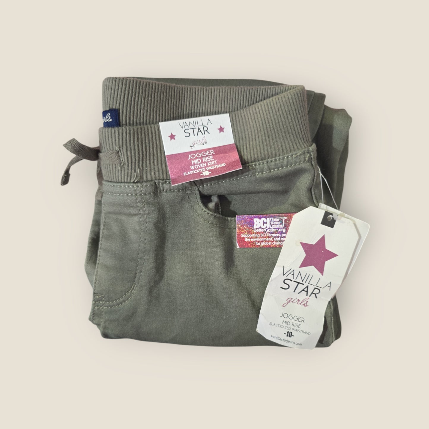 Vanilla Star Girl's Mid-Rise Jogger, Olive Green