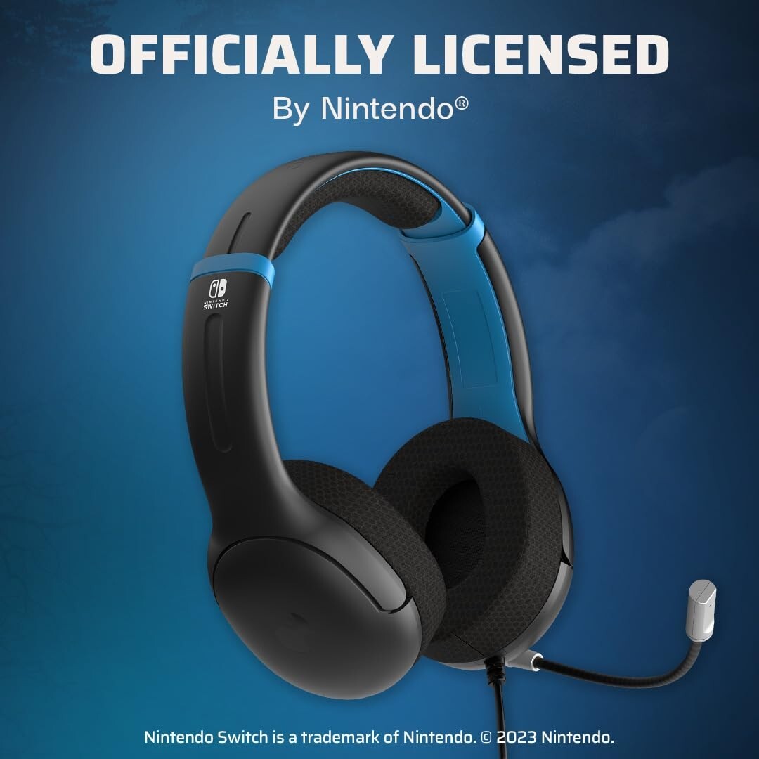 PDP Black Blue Noise Cancel Mic Wired Airlite Gaming Headset