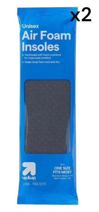 2 Pack - Air Foam Insoles Extra Thick Cool & Dry Cushions, 1 Pair x 2