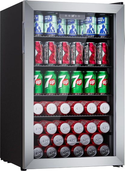 Honeywell Beverage Refrigerator and Cooler, 142 Can Mini Fridge with Glass Door