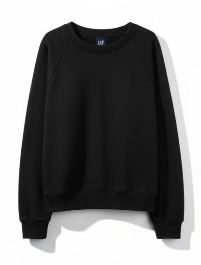 GAP Vintagesoft Raglan Sweatshirt Womens Size S Heather Light Black Boxy NEW