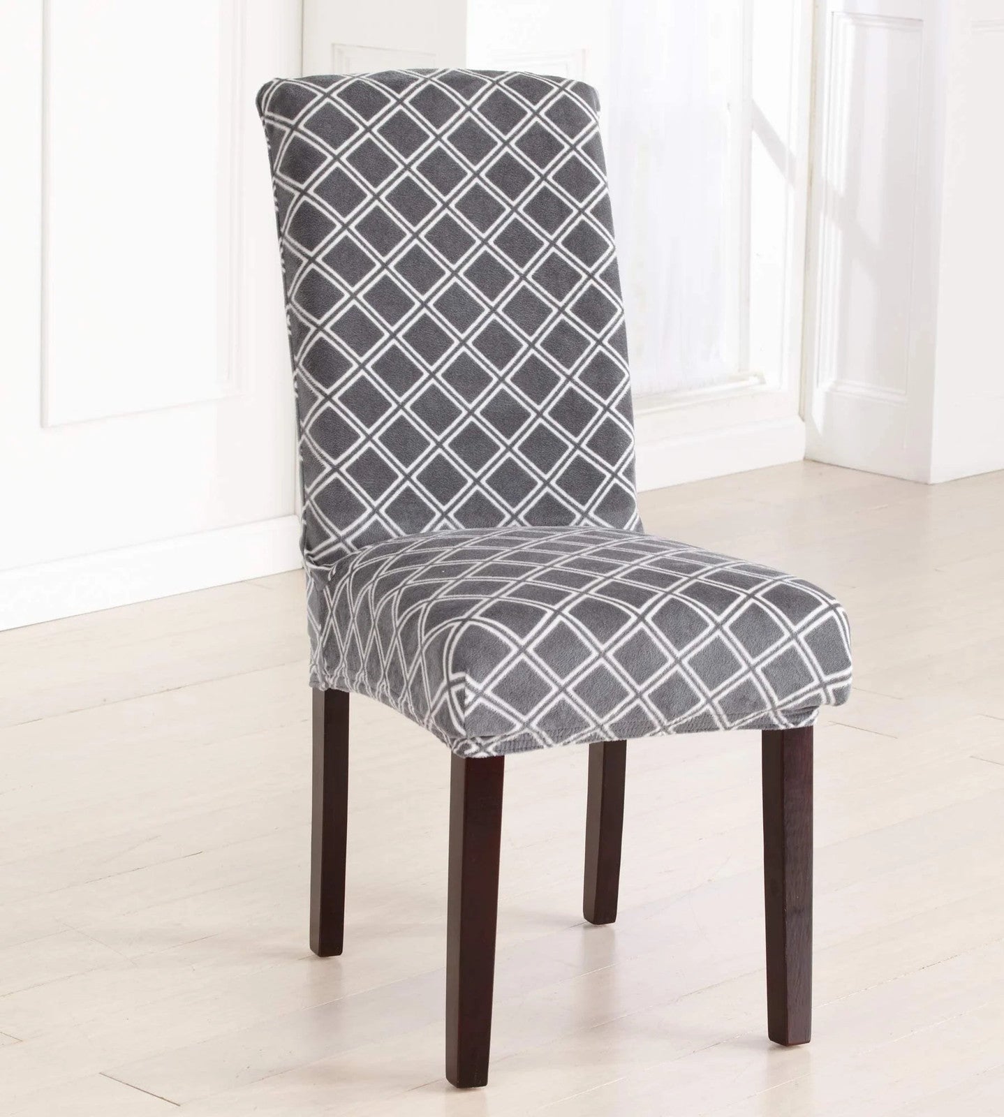 Great Bay Home Printed Velvet Plush Dining Chair Slipcovers. Washable Chair Cov
