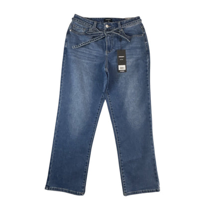 New Express Women’s Straight Mid Rise Blue Jeans Denim - Tie Belt - 10041DDM
