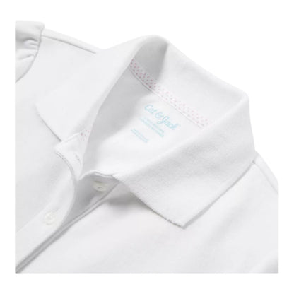 NWT Girls' Short Sleeve Interlock Uniform Polo Shirt - Cat & Jack - White