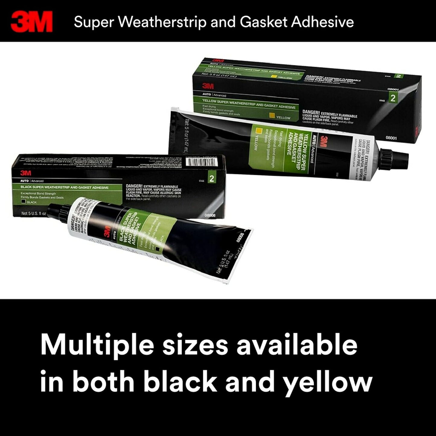 3M Black Super Weatherstrip and Gasket Adhesive, 08008, 5 fl oz, 1 Per Pack