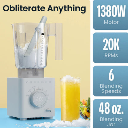 NEW Chefman Obliterator 48 oz Blender w/ Travel Jar Smoothie Maker Ice Crusher