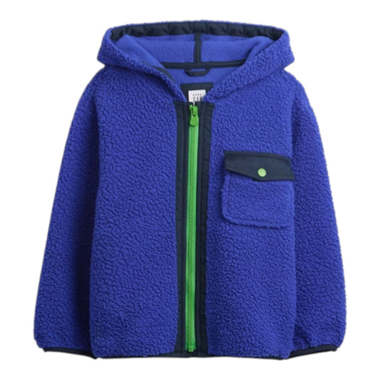 Baby gap Sherpa Jacket, Blue, Hooded, Full Zip, Front Pocket,  18-24 Month, NWT