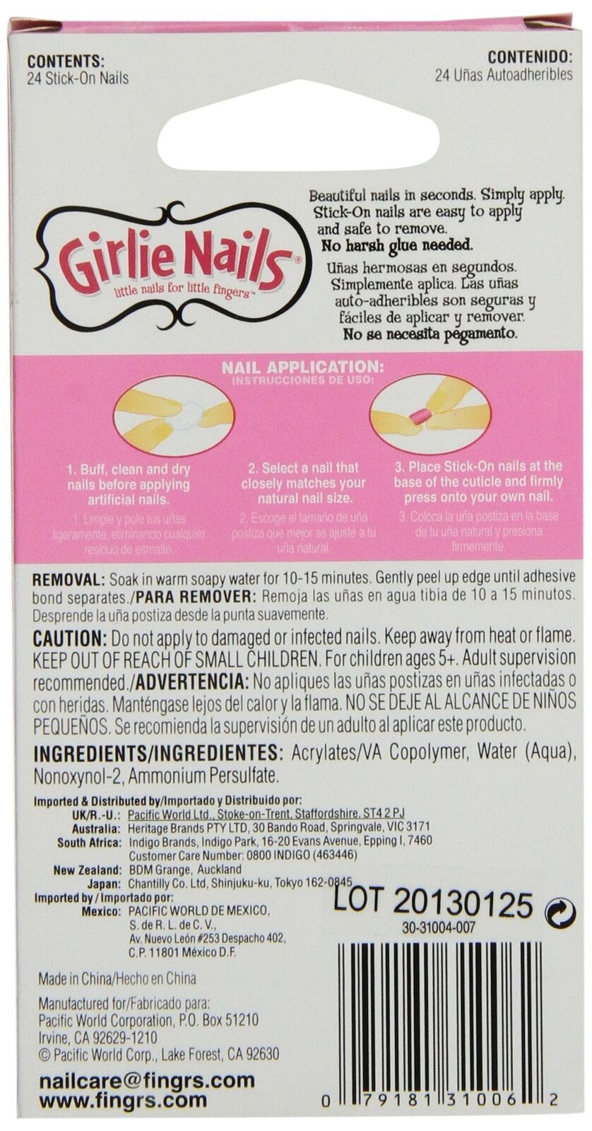 Pacific World Fingers Lil Fingers Nails Star, 24 ct