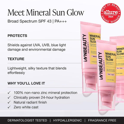 INNBEAUTY Project Mineral Sun Glow SPF 43 PA+++, Medium, 1.7 oz (50 ml) | Tin...
