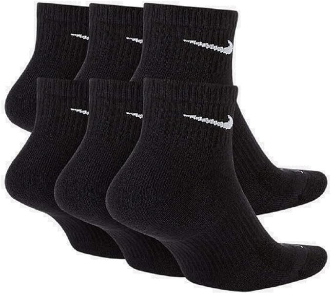Nike Everyday Plus Cushion Drifit UNISEX Ankle Socks Medium Black 6 Pair NWT