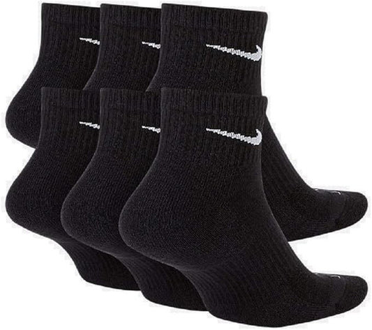 Nike Everyday Plus Cushion Drifit UNISEX Ankle Socks Medium Black 6 Pair NWT