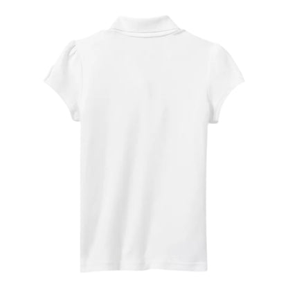 NWT Girls' Short Sleeve Interlock Uniform Polo Shirt - Cat & Jack - White