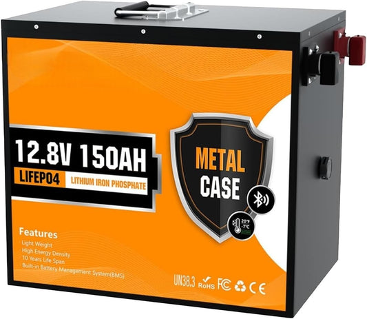 12V 150Ah LiFePO4 Bluetooth Lithium Battery Metal casing for RV Boot - Brand New
