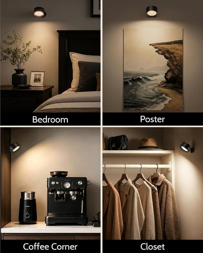 Rechargeable Wall Sconces with Remote, Magnetic Wall Lights, Black 3 Color Temp