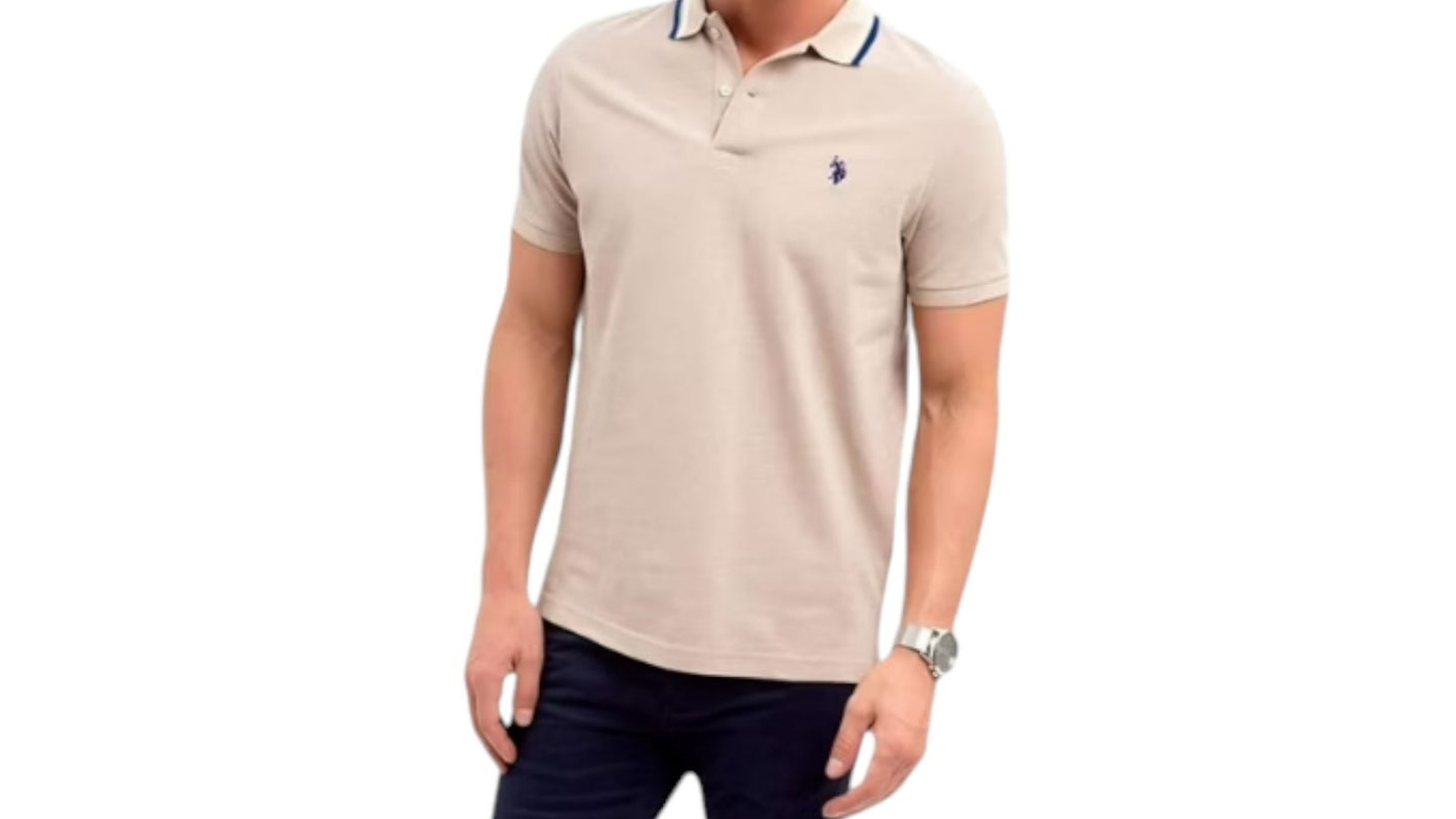 U.S. Polo Assn. Men's Slim Fit Tipped Interlock Knit Polo Shirt