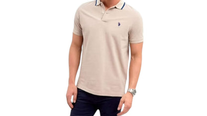 U.S. Polo Assn. Men's Slim Fit Tipped Interlock Knit Polo Shirt