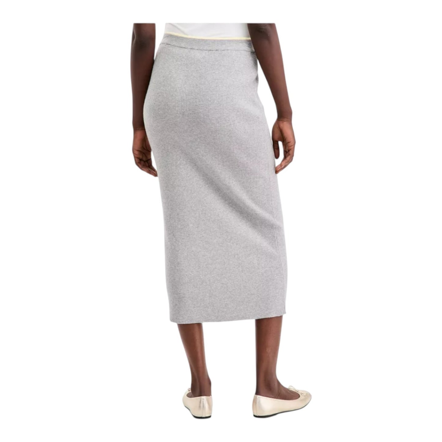 On 34th Women's  Gray Midi Bodycon Pencil Skirt Ribbed Sweater Knit