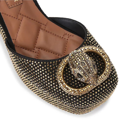 KURT GEIGER LONDON CHELSEA CLOSED PLATFORM IN GOLD COMB FABRIC