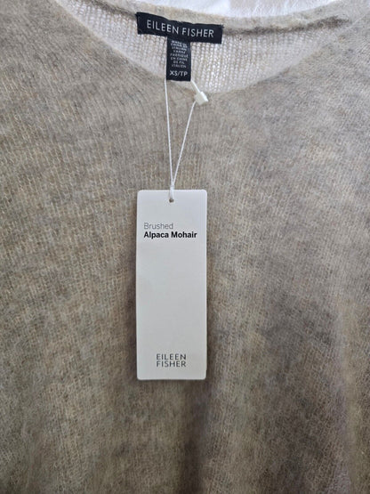 Eileen Fisher Brushed Alpaca Mohair V Neck Top, XS/TP