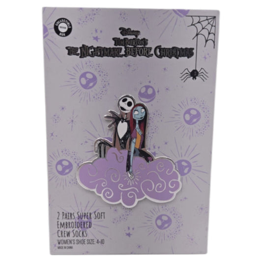 Disney The Nightmare Before Christmas Box 2 Pairs Super Soft Crew Socks Sz 4-10