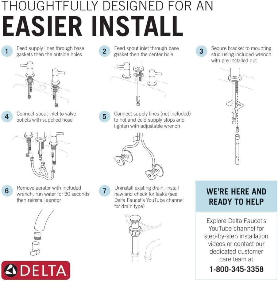 Delta 35864LF-BL Geist  Widespread Bathroom Faucet - Matte Black