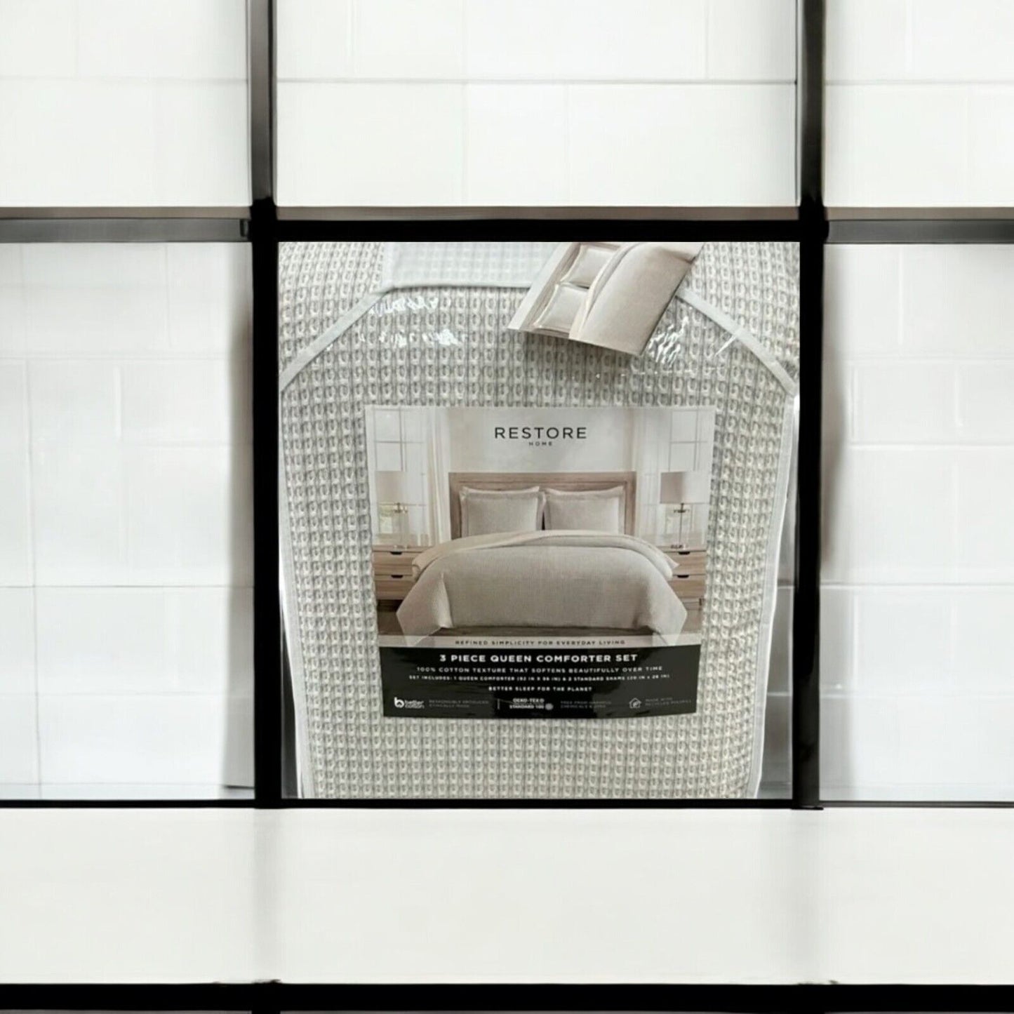 Restore Home 3 Piece Curated Queen Beige and Gray Comforter Set