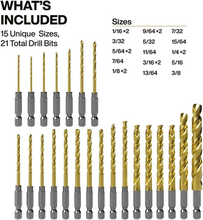 Klein Tools Titanium Drill Bit Set 21 Pieces 53621