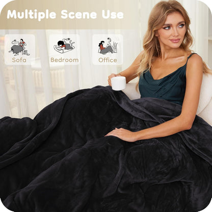 Electric Blanket Twin 62''X84'' Heated Blanket Gray, Ultra Soft Silky Flanne...