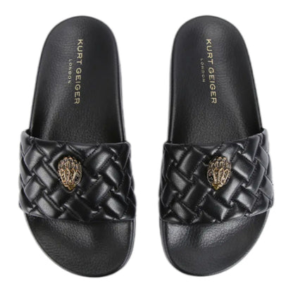 Kurt Geiger London Women's Meena black Teddy Eagle Head Slides Sandals
