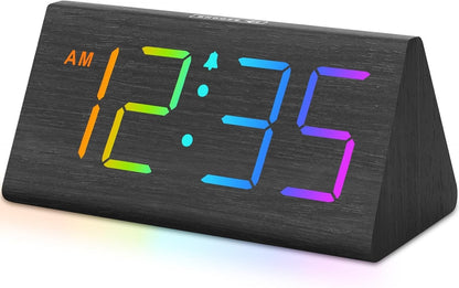 DreamSky Wooden Digital Alarm Clocks for Bedrooms - Electric Desk Clock