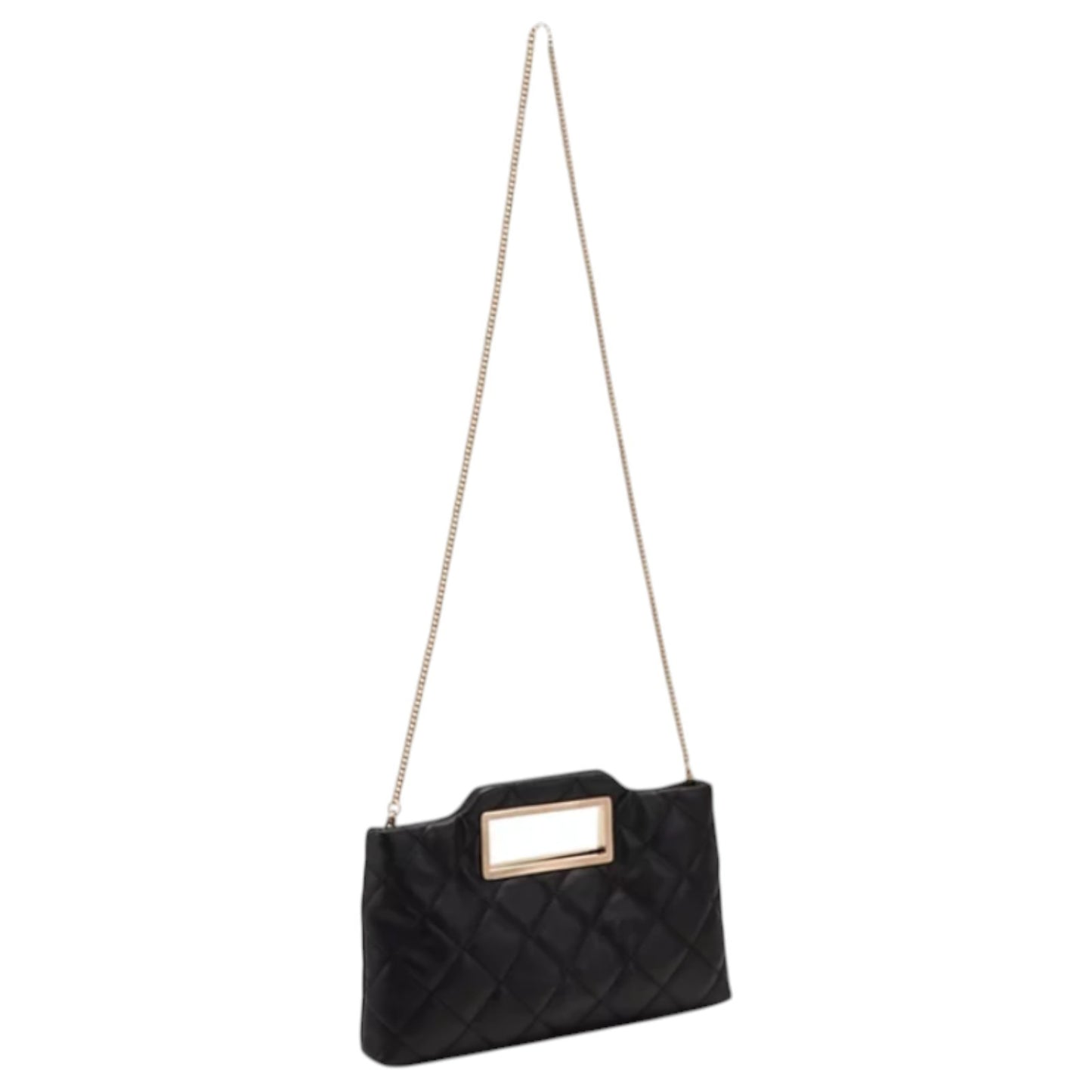 INC Juditth open handle quilted faux-leather clutch shoulder bag -BLACK