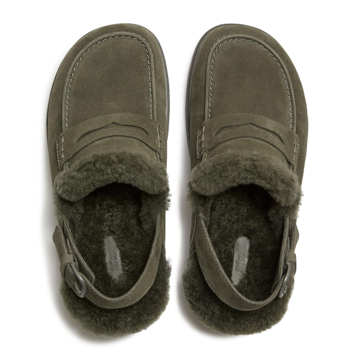 FitFlop Women's Gen-FF Suede Shearling Loafer Back-Strap Mules